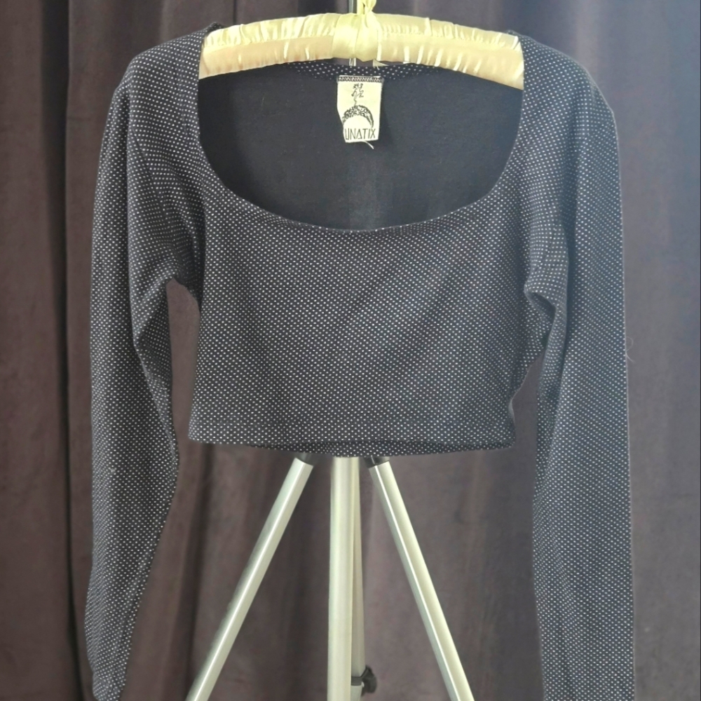 Black and White Polka Dot Long Sleeve Top